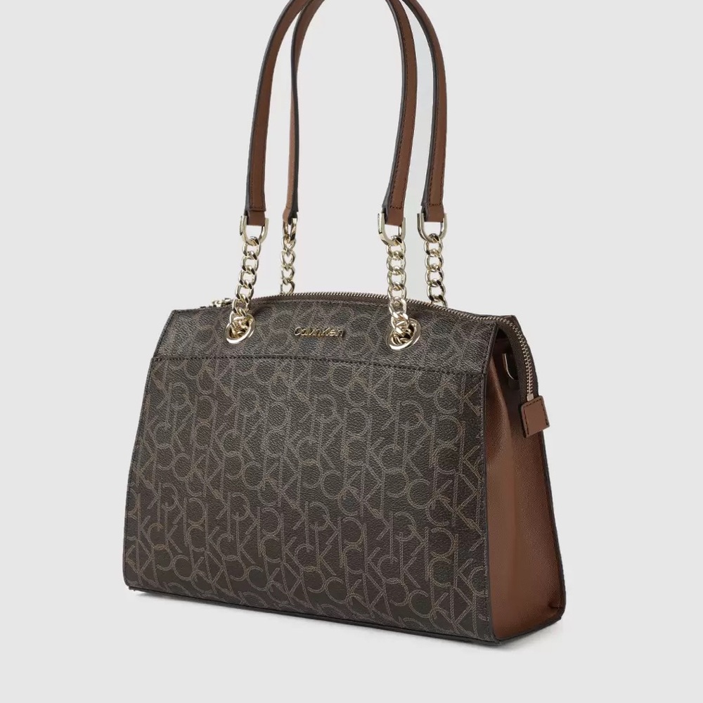 Calvin Klein Brown Monogram Tote Bag